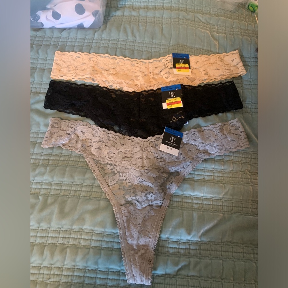 3 NWT Women’s Size XLarge INC International Concepts Lace Thong Underwear